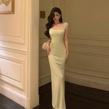 Sheath Square Neckline Cap Sleeves Mint Green Date Night Dress Prom Dresses Birthday Party Outfit SD868